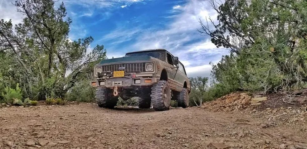 Classic off-road truck on a trail